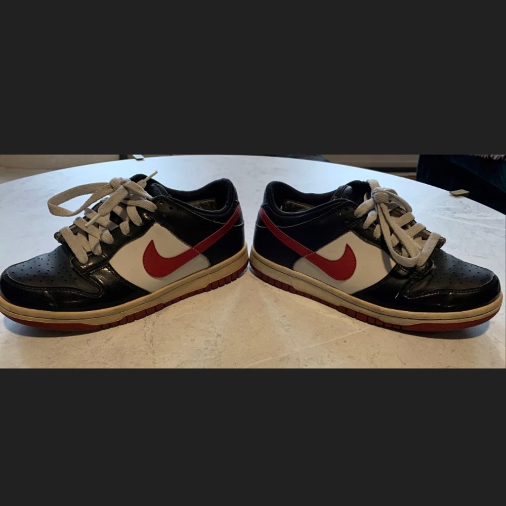 Nike Red and Black Low Dunks size 4.5